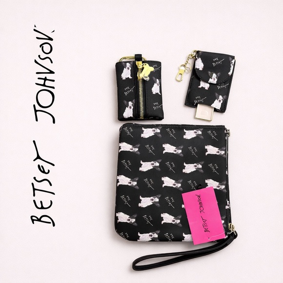 Betsey Johnson Handbags - NWT Betsey Johnson Bulldog Accessories Wristlet, Coin Pouch & Hand Sanitizer